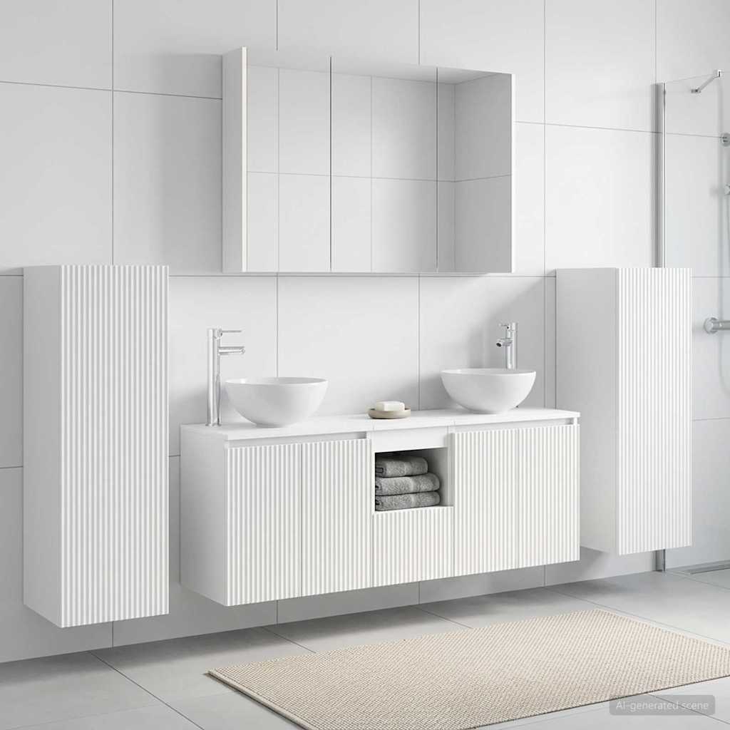 vidaXL Bathroom Furniture Set 6 pcs White Engineered Wood and Glass