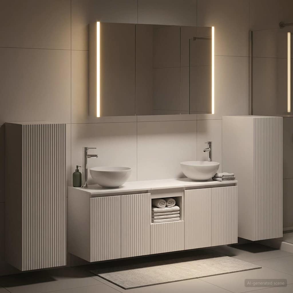 vidaXL Bathroom Furniture Set 6 pcs White Engineered Wood and Glass