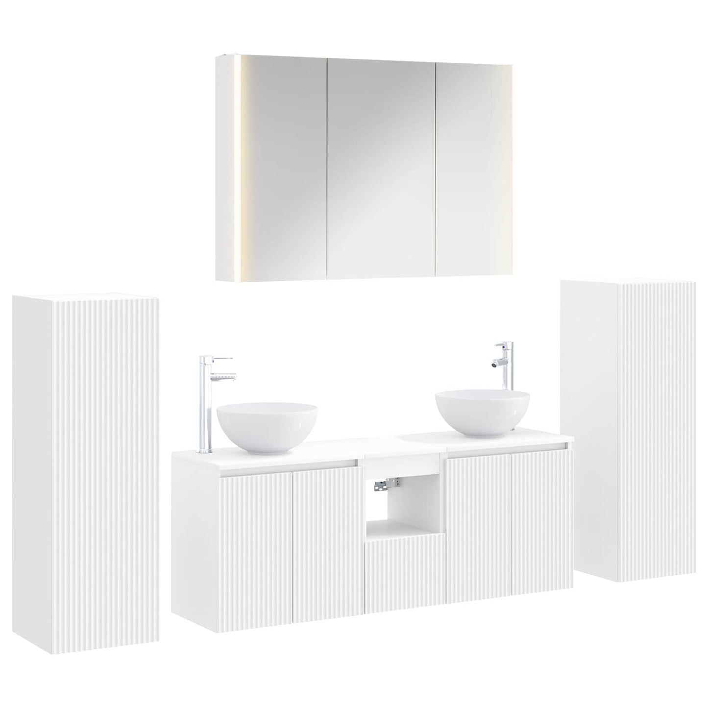 vidaXL Bathroom Furniture Set 6 pcs White Engineered Wood and Glass