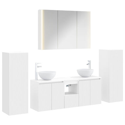 vidaXL Bathroom Furniture Set 6 pcs White Engineered Wood and Glass