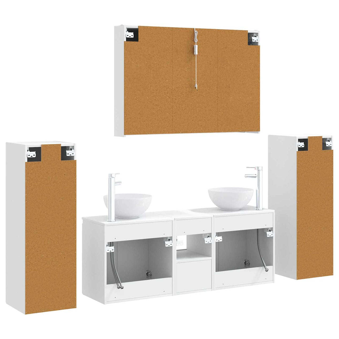 vidaXL Bathroom Furniture Set 6 pcs White Engineered Wood and Glass