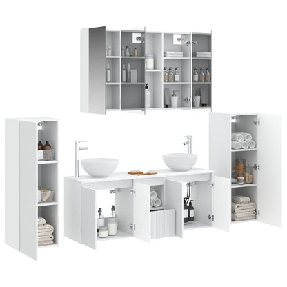 vidaXL Bathroom Furniture Set 6 pcs White Engineered Wood and Glass