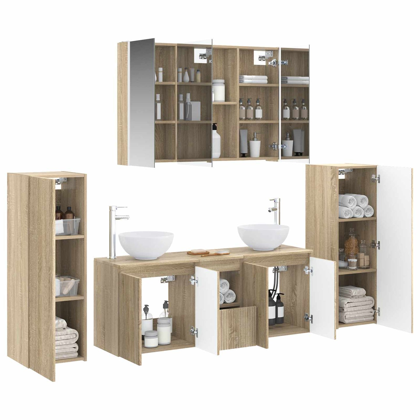 vidaXL Bathroom Furniture Set 6 pcs Sonoma Oak