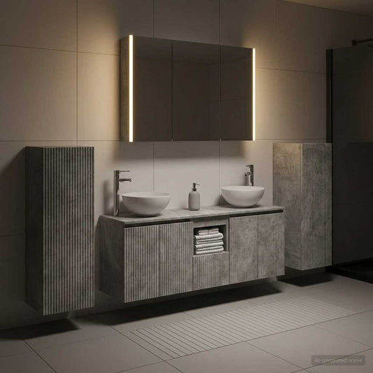 vidaXL Bathroom Furniture Set 6 pcs Concrete Grey