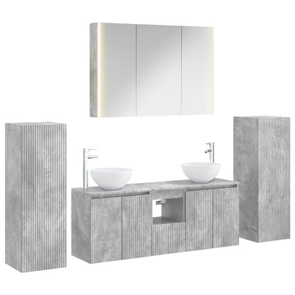 vidaXL Bathroom Furniture Set 6 pcs Concrete Grey