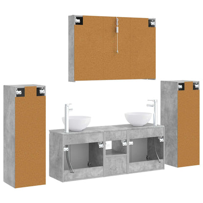 vidaXL Bathroom Furniture Set 6 pcs Concrete Grey