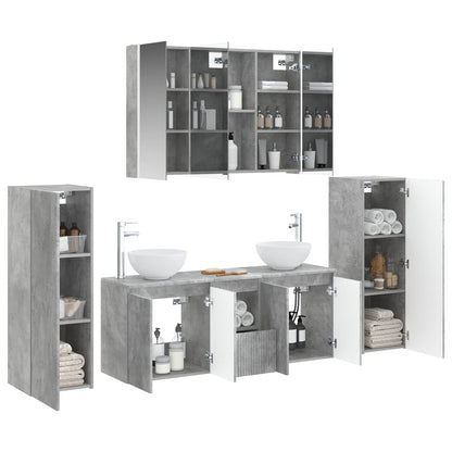 vidaXL Bathroom Furniture Set 6 pcs Concrete Grey