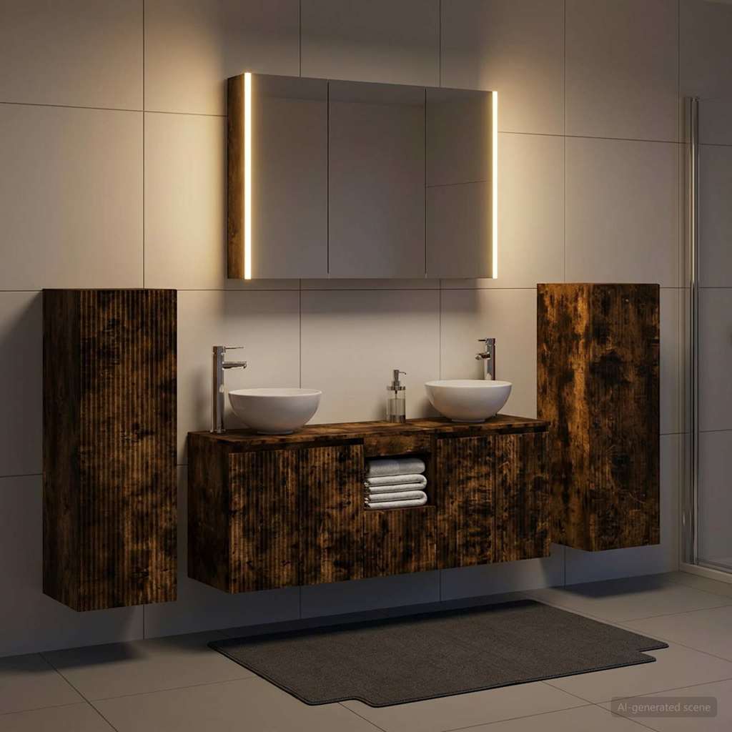 vidaXL Bathroom Furniture Set 6 pcs Smoked Oak