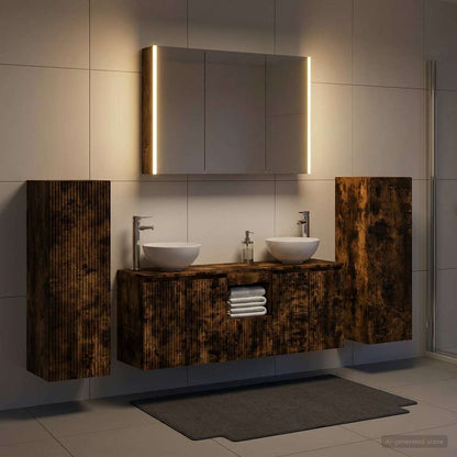 vidaXL Bathroom Furniture Set 6 pcs Smoked Oak