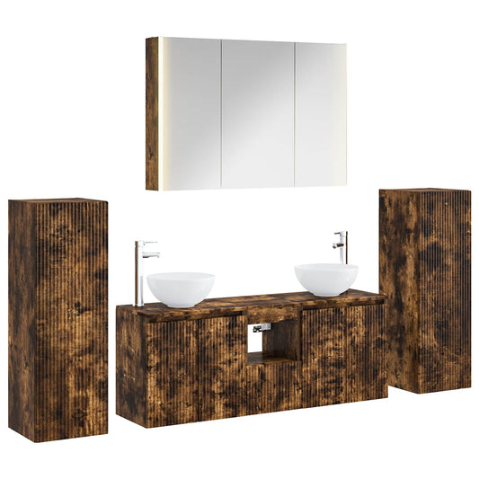 vidaXL Bathroom Furniture Set 6 pcs Smoked Oak
