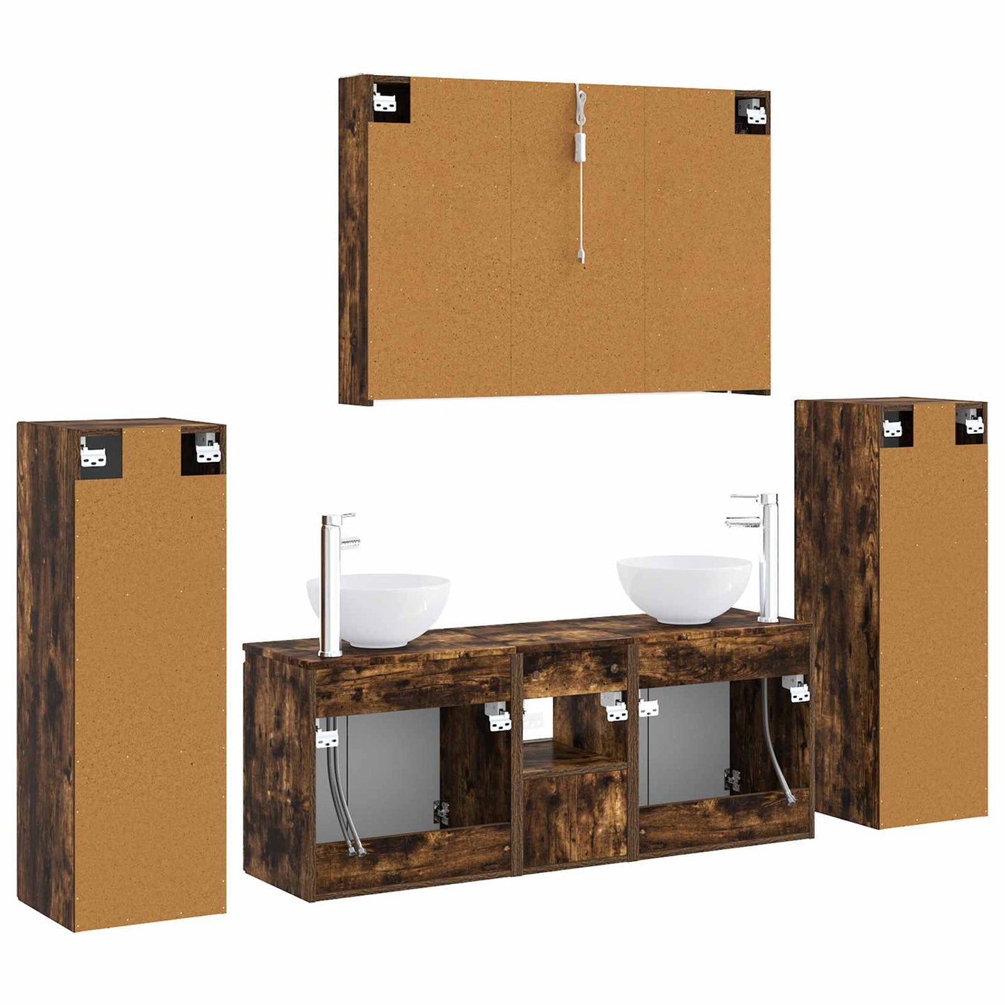 vidaXL Bathroom Furniture Set 6 pcs Smoked Oak