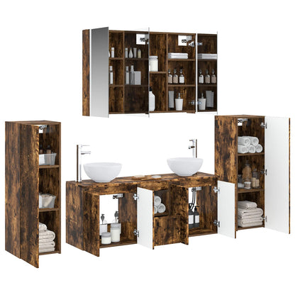 vidaXL Bathroom Furniture Set 6 pcs Smoked Oak
