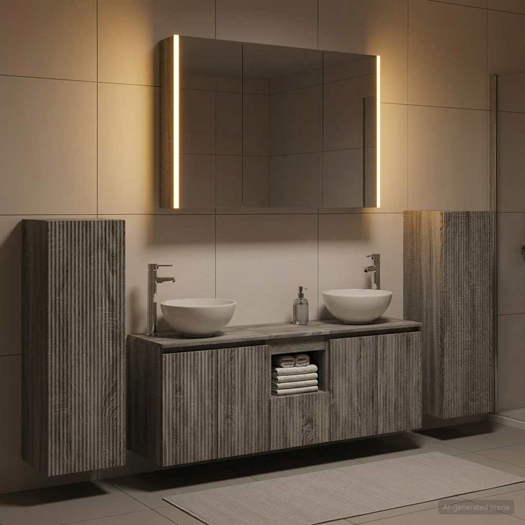 vidaXL Bathroom Furniture Set 6 pcs Grey Sonoma