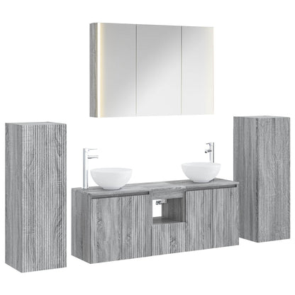 vidaXL Bathroom Furniture Set 6 pcs Grey Sonoma