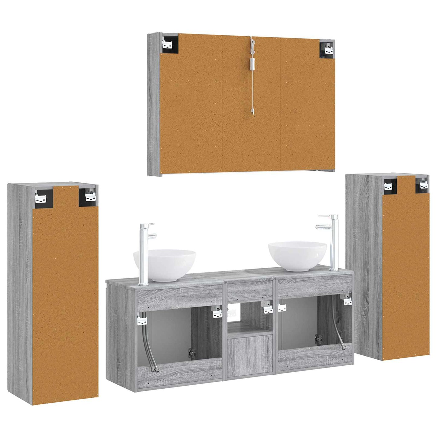 vidaXL Bathroom Furniture Set 6 pcs Grey Sonoma