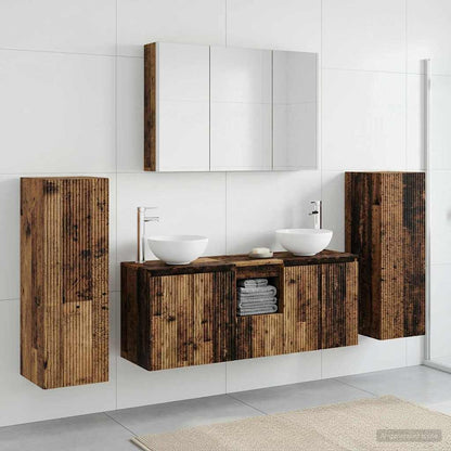 vidaXL Bathroom Furniture Set 6 pcs Old Wood Engineered Wood and Glass