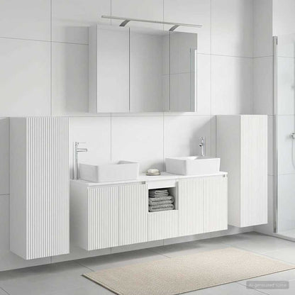 vidaXL Bathroom Furniture Set 6 pcs White Engineered Wood and Glass