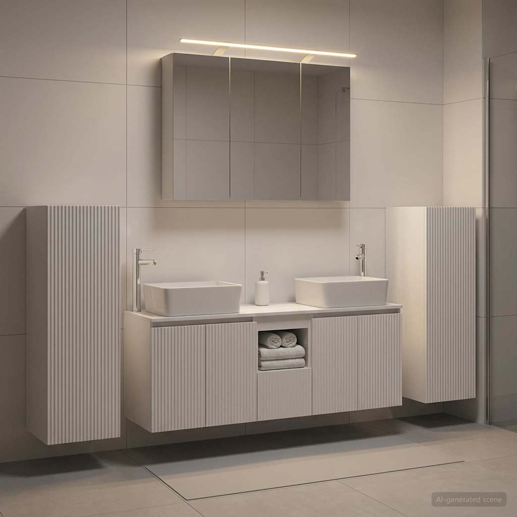 vidaXL Bathroom Furniture Set 6 pcs White Engineered Wood and Glass