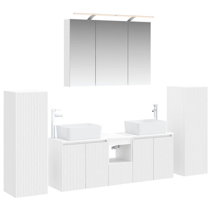 vidaXL Bathroom Furniture Set 6 pcs White Engineered Wood and Glass