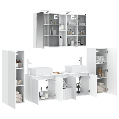 vidaXL Bathroom Furniture Set 6 pcs White Engineered Wood and Glass