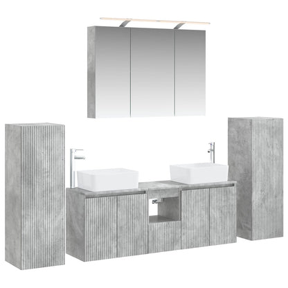 vidaXL Bathroom Furniture Set 6 pcs Concrete Grey