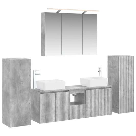 vidaXL Bathroom Furniture Set 6 pcs Concrete Grey