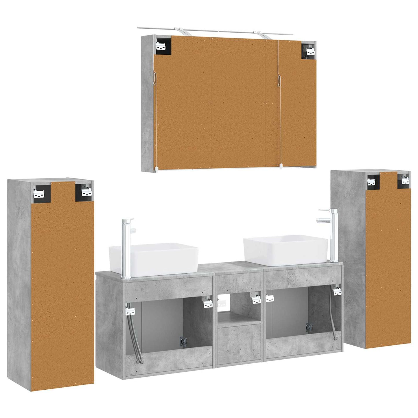 vidaXL Bathroom Furniture Set 6 pcs Concrete Grey