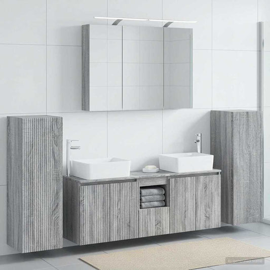 vidaXL Bathroom Furniture Set 6 pcs Grey Sonoma
