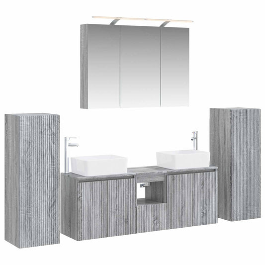 vidaXL Bathroom Furniture Set 6 pcs Grey Sonoma