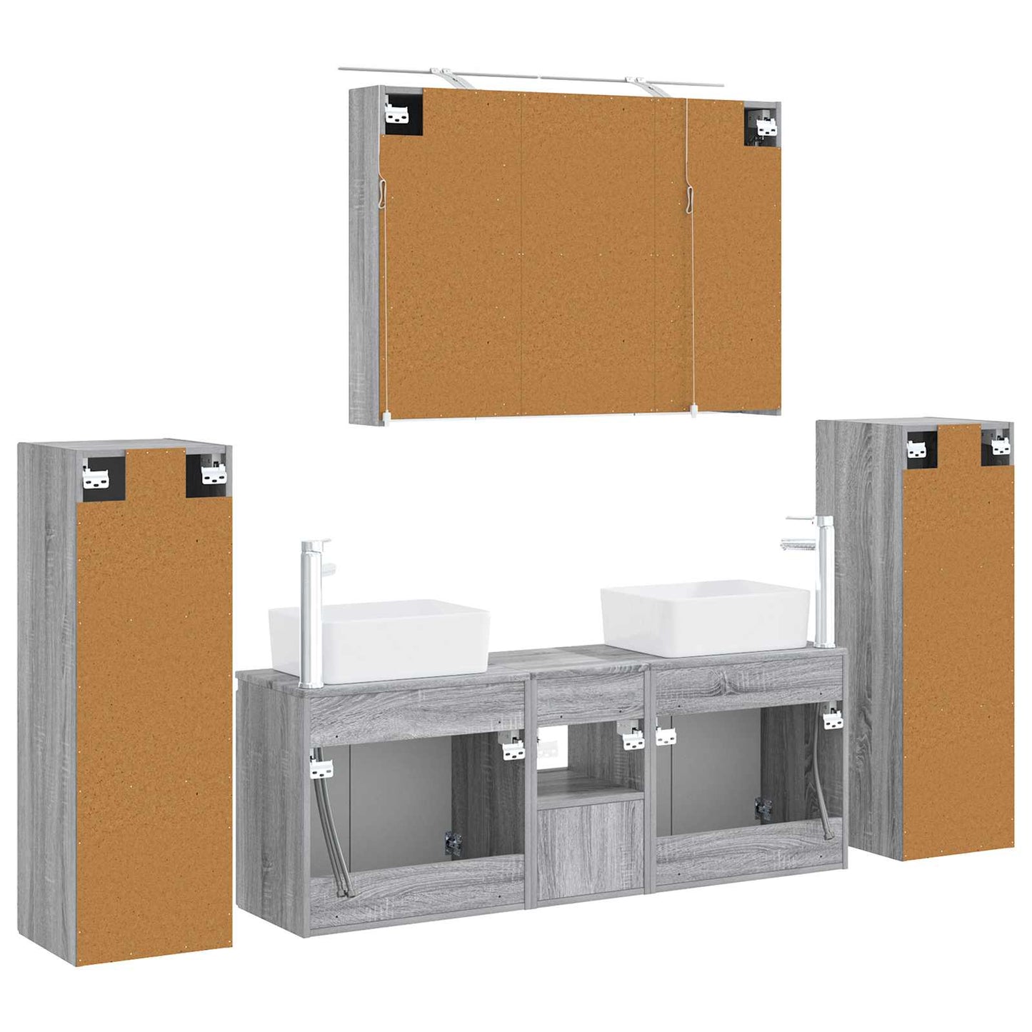 vidaXL Bathroom Furniture Set 6 pcs Grey Sonoma