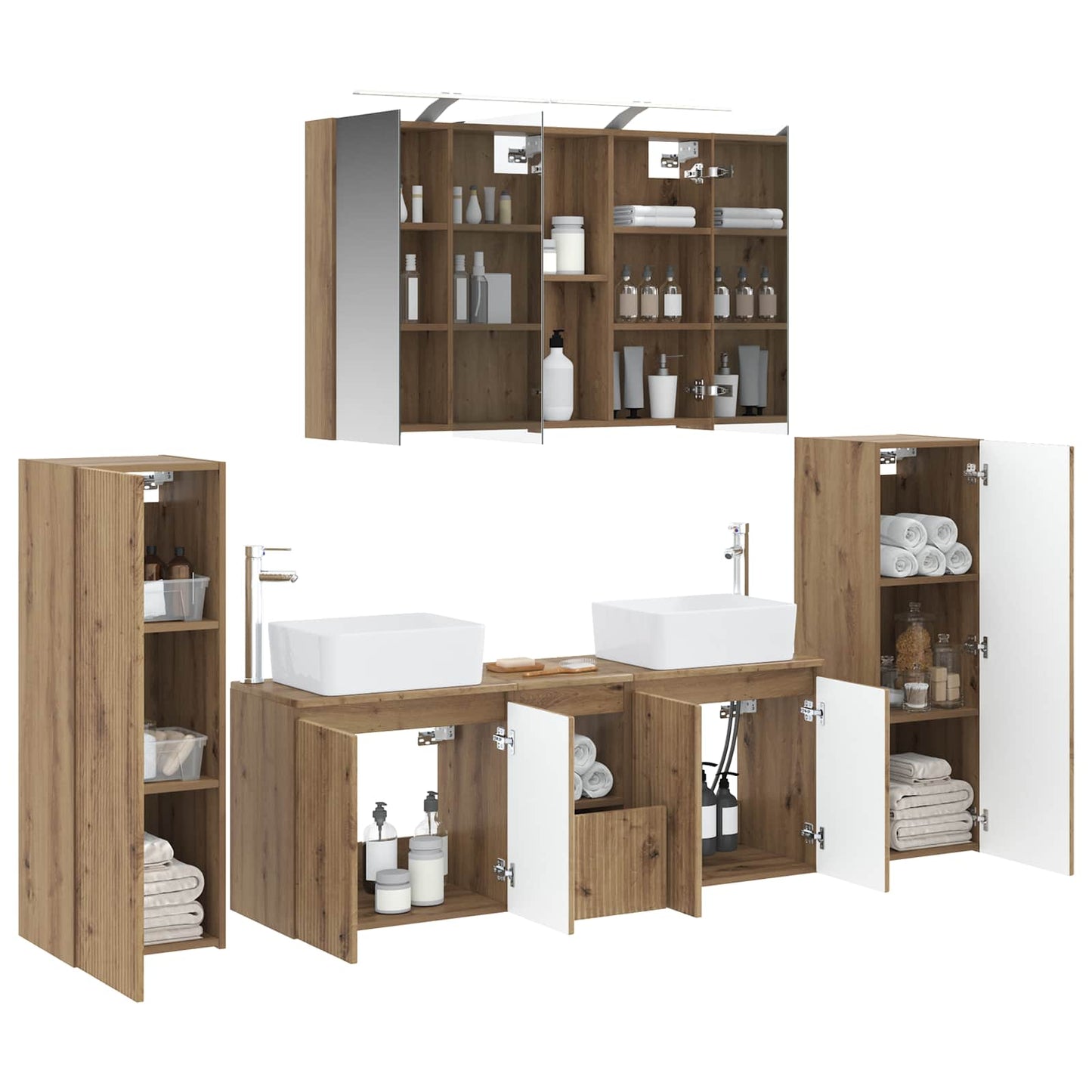 vidaXL Bathroom Furniture Set 6 pcs Artisan Oak