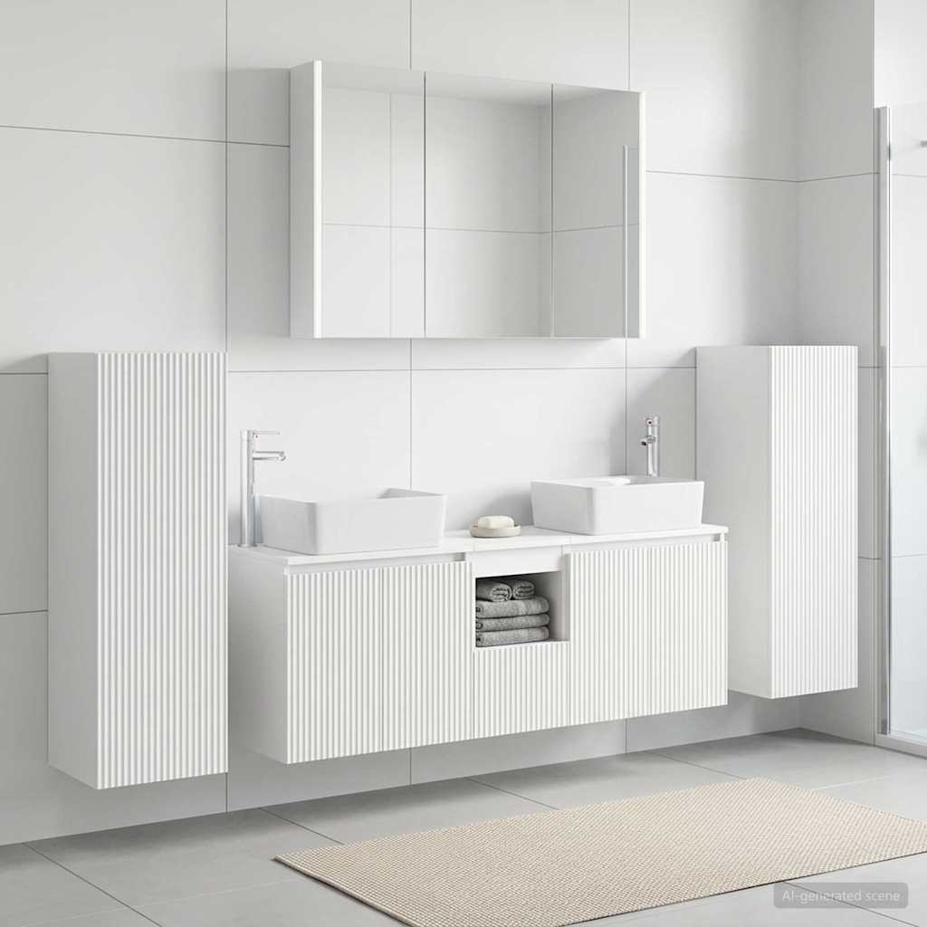 vidaXL Bathroom Furniture Set 6 pcs White Engineered Wood and Glass
