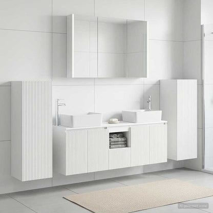 vidaXL Bathroom Furniture Set 6 pcs White Engineered Wood and Glass