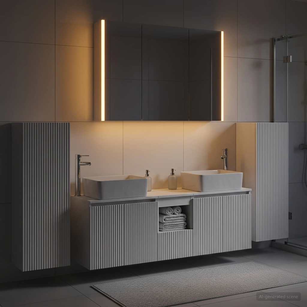vidaXL Bathroom Furniture Set 6 pcs White Engineered Wood and Glass