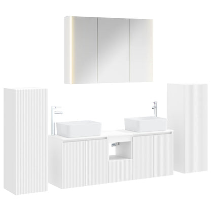 vidaXL Bathroom Furniture Set 6 pcs White Engineered Wood and Glass