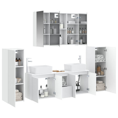 vidaXL Bathroom Furniture Set 6 pcs White Engineered Wood and Glass