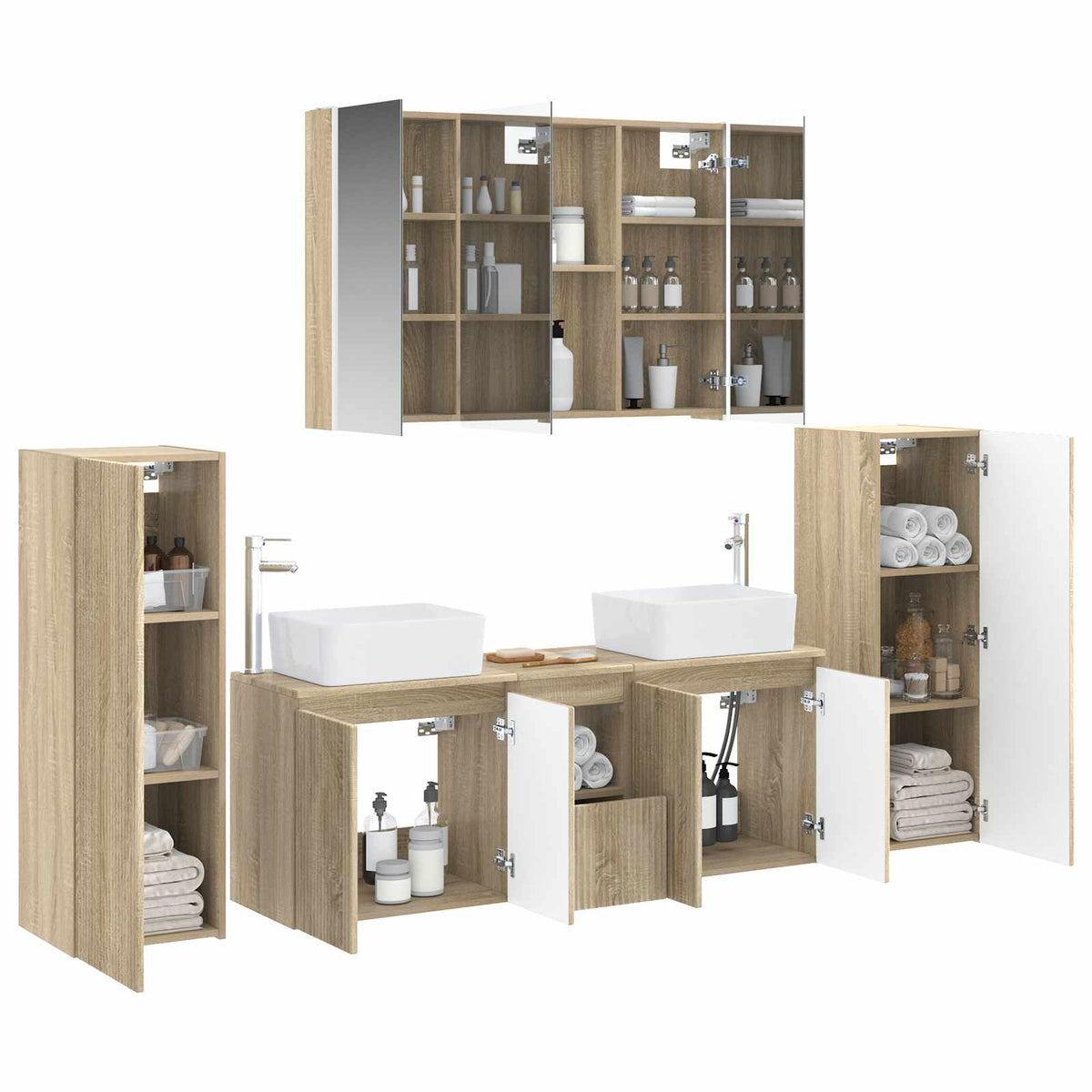 vidaXL Bathroom Furniture Set 6 pcs Sonoma Oak