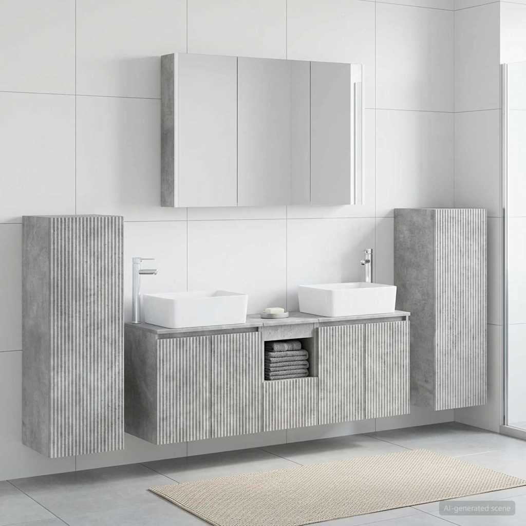 vidaXL Bathroom Furniture Set 6 pcs Concrete Grey