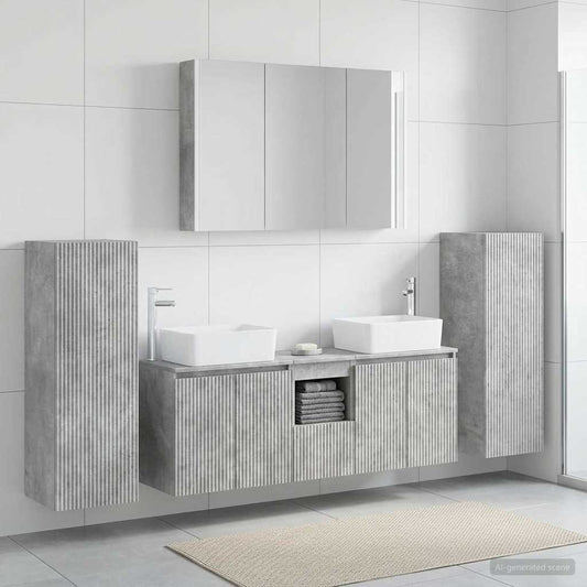 vidaXL Bathroom Furniture Set 6 pcs Concrete Grey