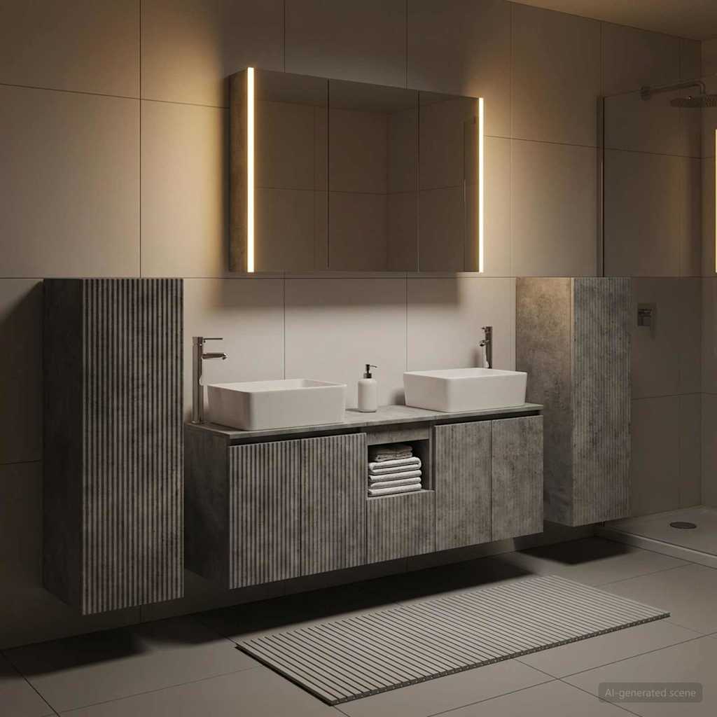 vidaXL Bathroom Furniture Set 6 pcs Concrete Grey
