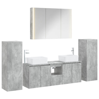 vidaXL Bathroom Furniture Set 6 pcs Concrete Grey