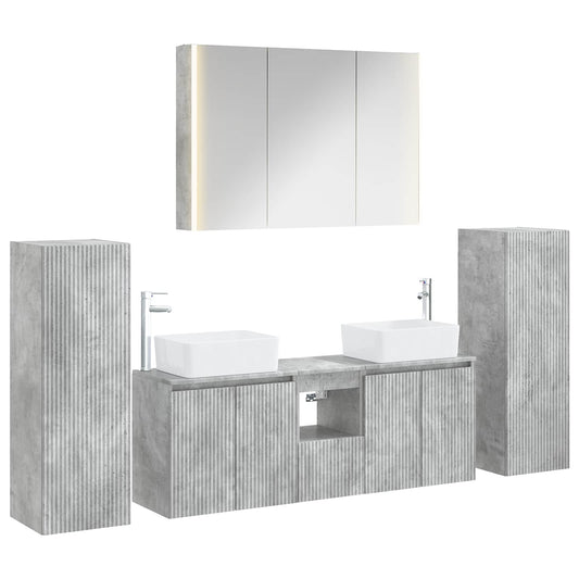 vidaXL Bathroom Furniture Set 6 pcs Concrete Grey