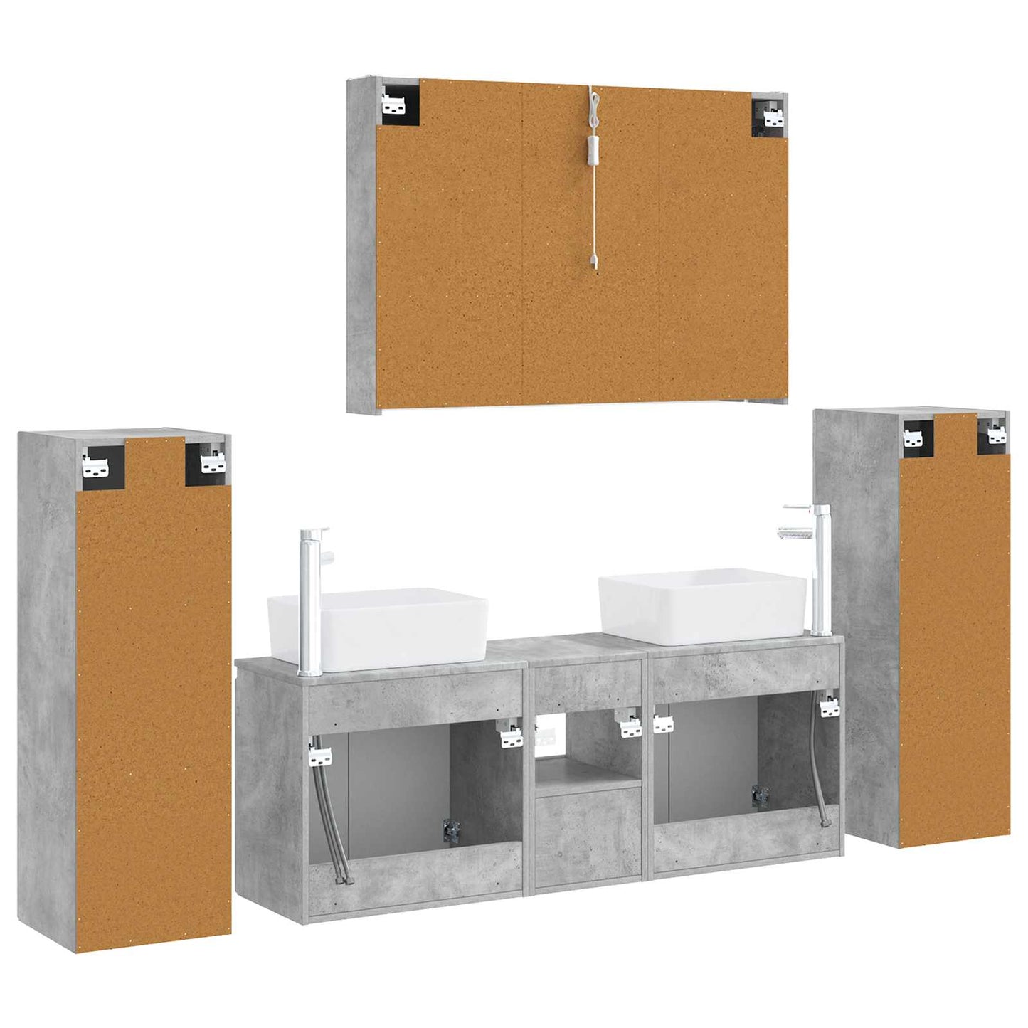 vidaXL Bathroom Furniture Set 6 pcs Concrete Grey