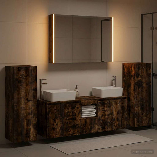 vidaXL Bathroom Furniture Set 6 pcs Smoked Oak