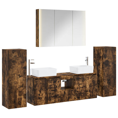 vidaXL Bathroom Furniture Set 6 pcs Smoked Oak