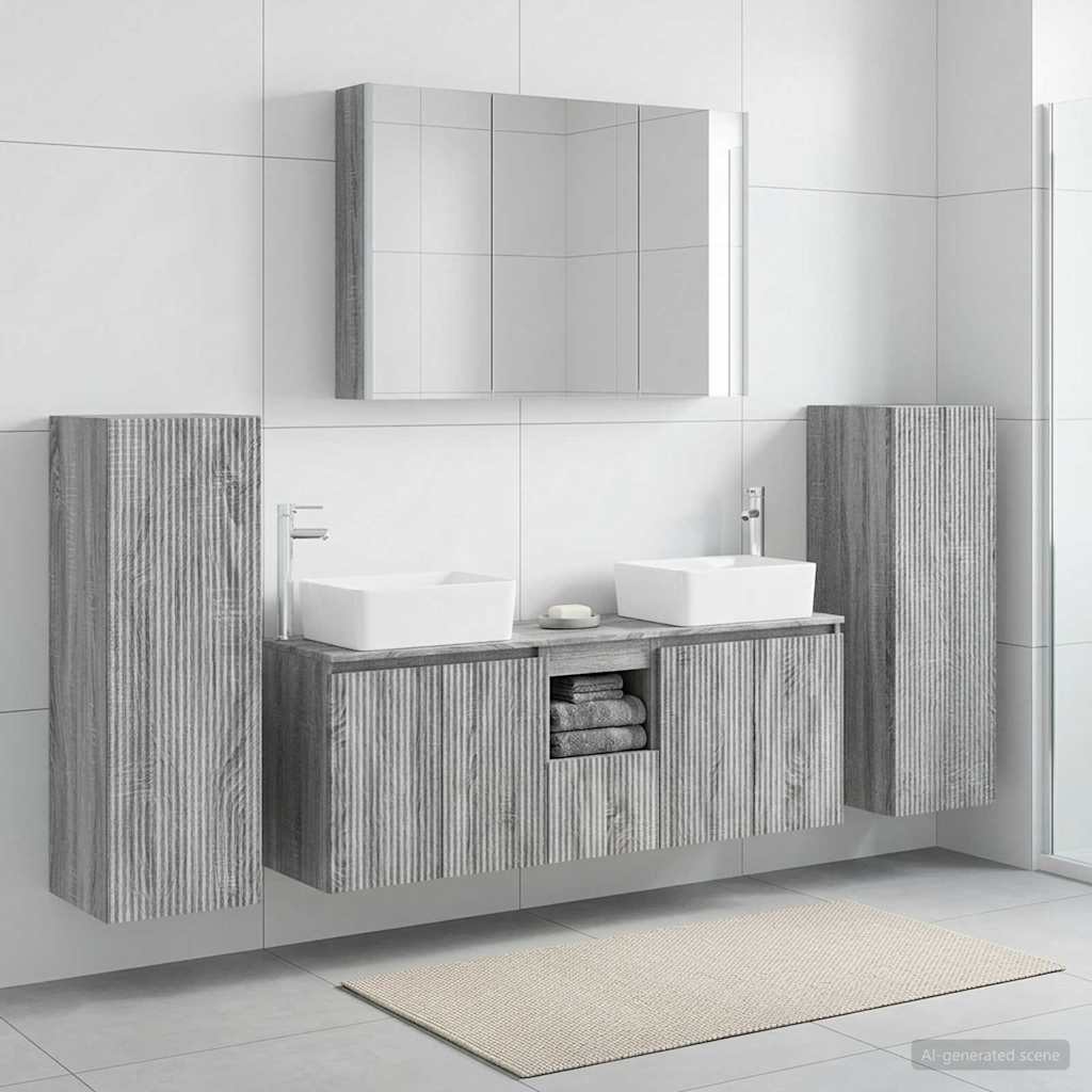 vidaXL Bathroom Furniture Set 6 pcs Grey Sonoma