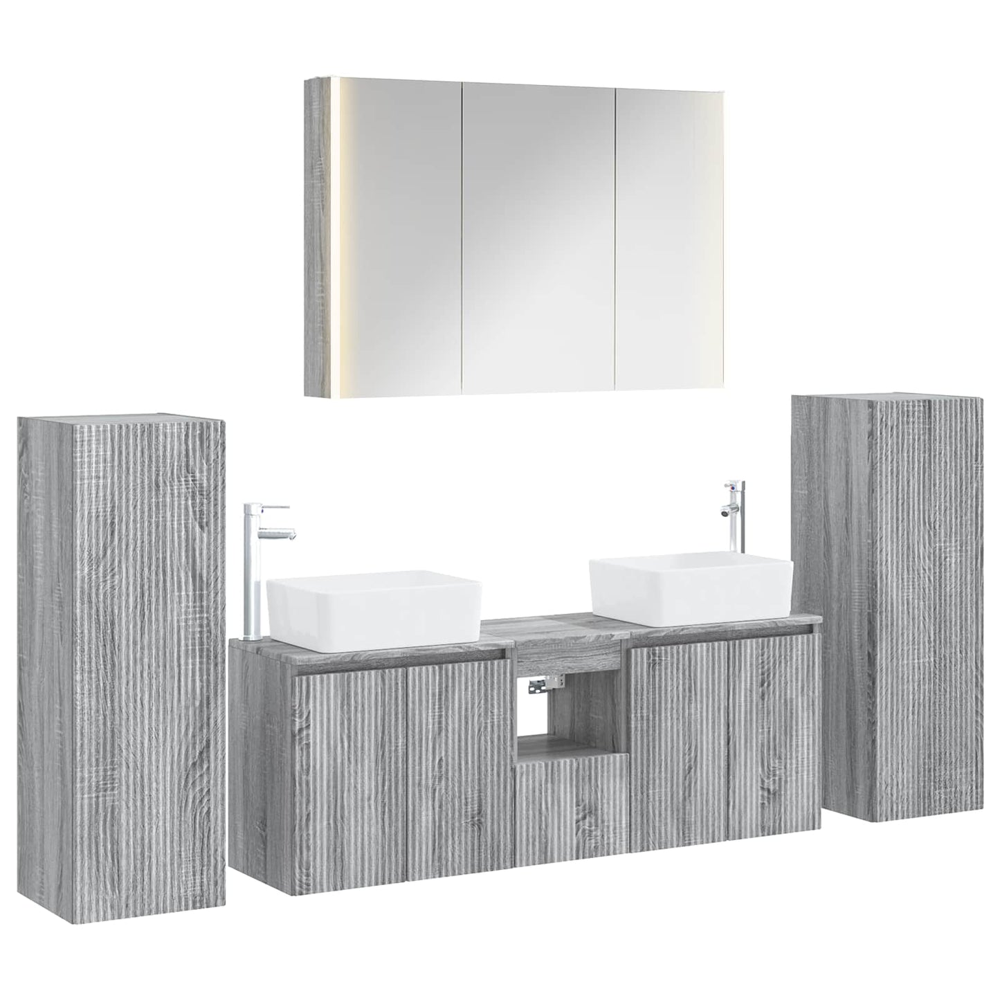 vidaXL Bathroom Furniture Set 6 pcs Grey Sonoma