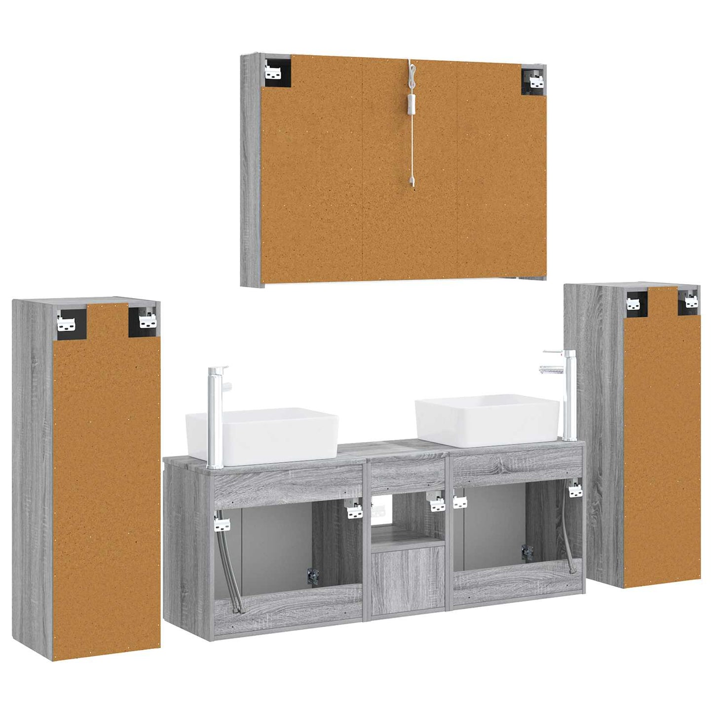 vidaXL Bathroom Furniture Set 6 pcs Grey Sonoma