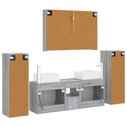 vidaXL Bathroom Furniture Set 6 pcs Grey Sonoma