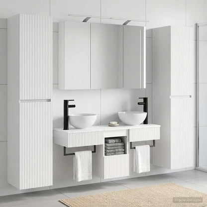 vidaXL Bathroom Furniture Set 6 pcs White Engineered Wood and Glass